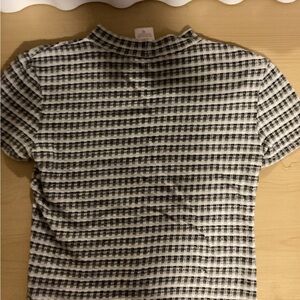 No Boundaries Plaid Black and White Top